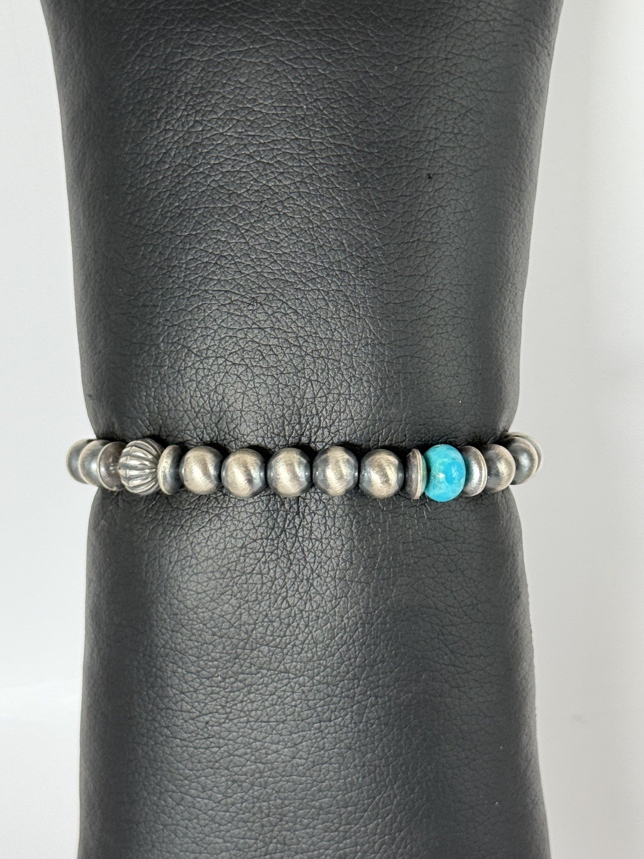 Campitos Turquoise & Sterling Silver Bead Bracelet