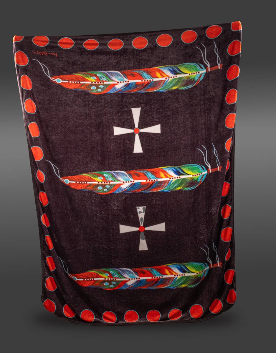 Traci Rabbit - Fleece Blanket; Feather of Many Colors