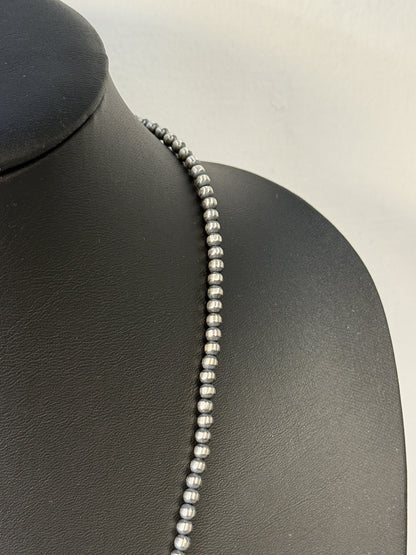Navajo Pearl Sterling Silver Beaded Necklace - 4mm 22"