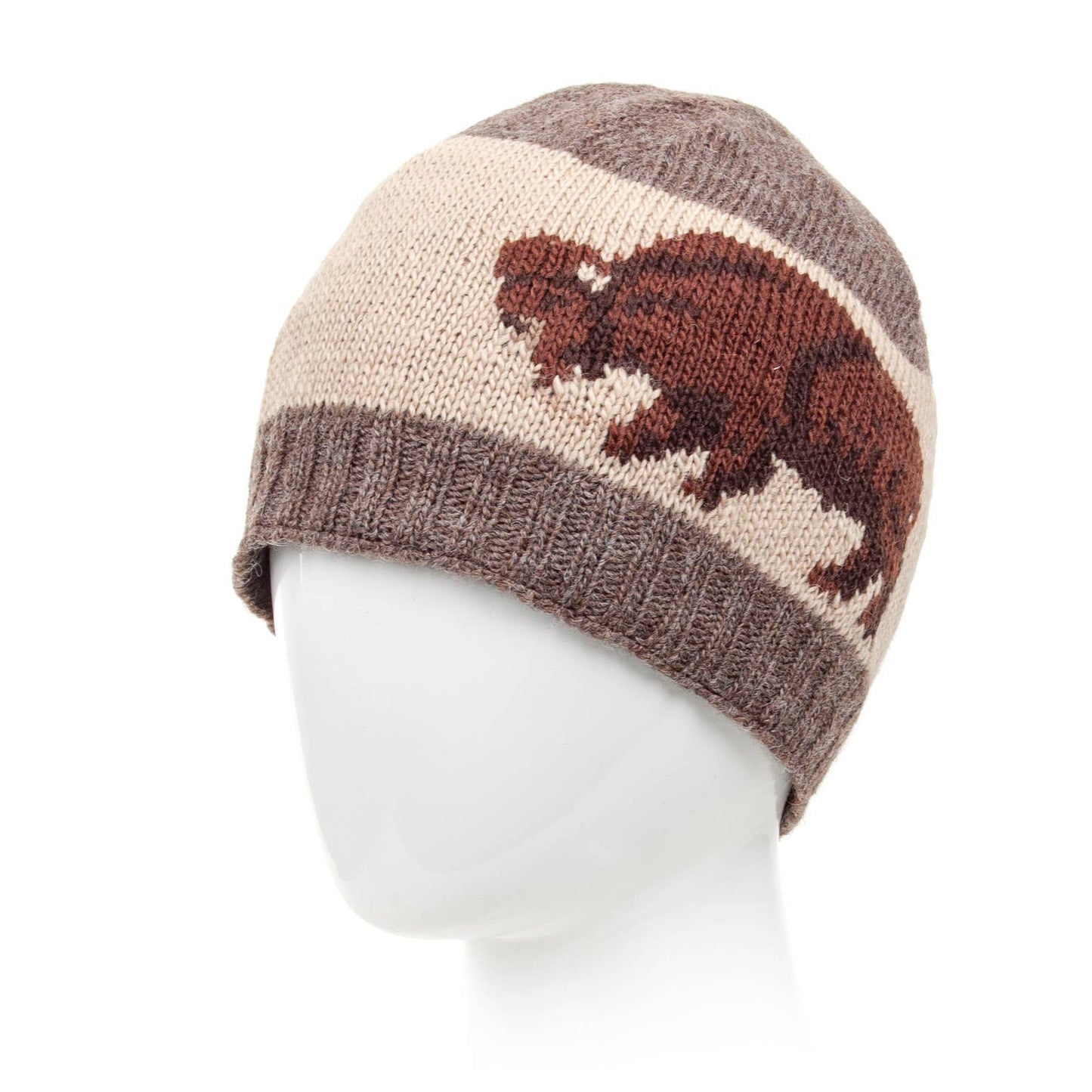 Buffalo - men's wool knit beanie: Stone