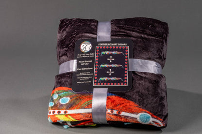 Traci Rabbit - Fleece Blanket; Feather of Many Colors