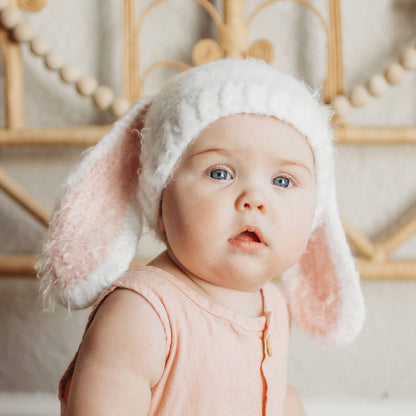 Lop Ear Bunny White Beanie Hat Baby: XS (newborn)