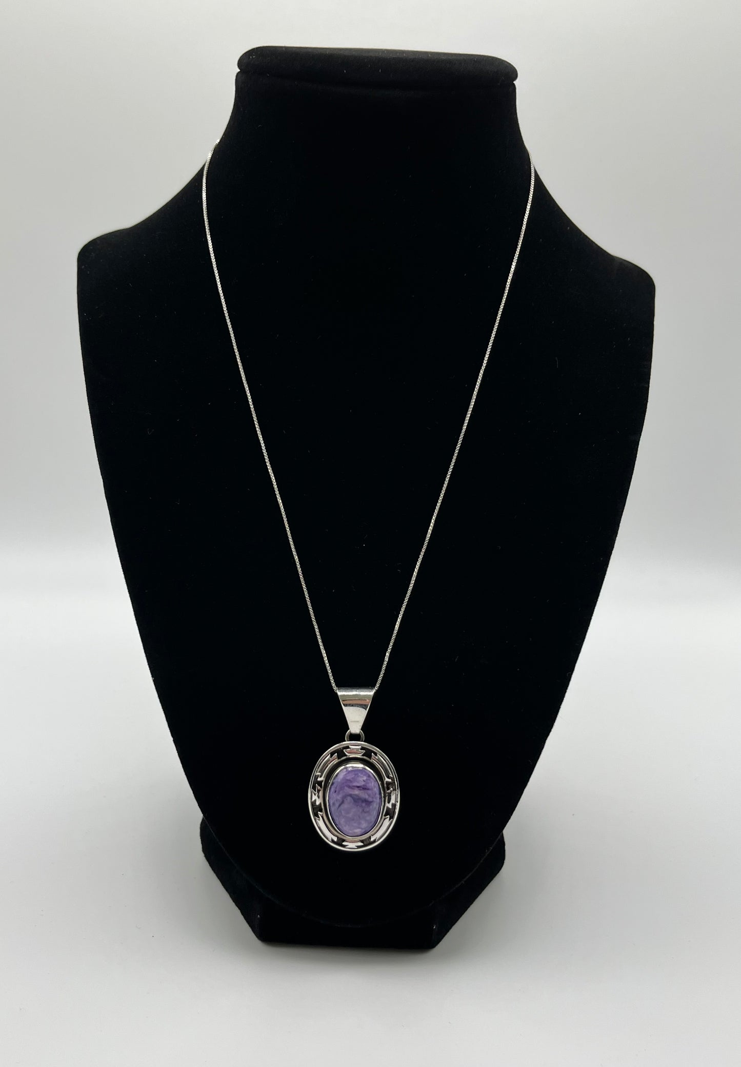 Charoite and Sterling Silver Pendant with chain