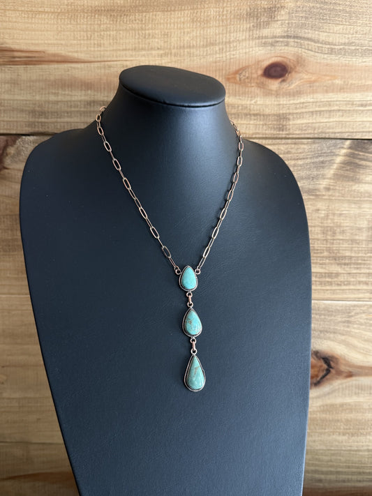Turquoise & Copper Necklace with Teardrop Stones