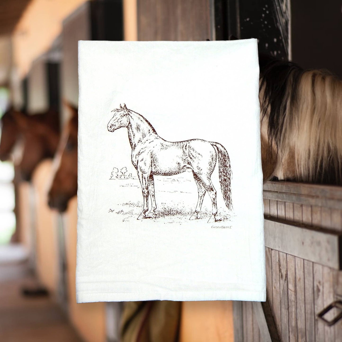 Horse Kitchen Towel | Tea Towels | Flour Sack Dish Towels: Black