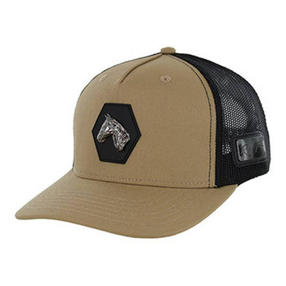 HORSE TRUCKER CAP – COTTON/POLY BLEND | DOUBLE SNAPBACK: Brown/Black