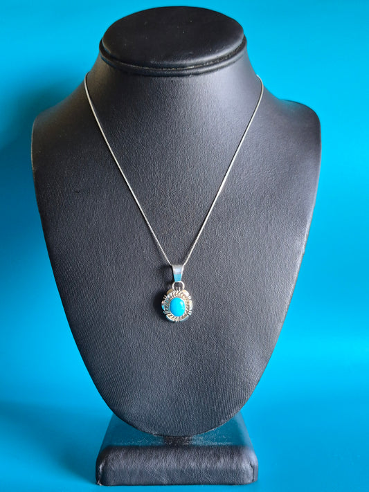 Small Turquoise and Sterling Silver Pendant