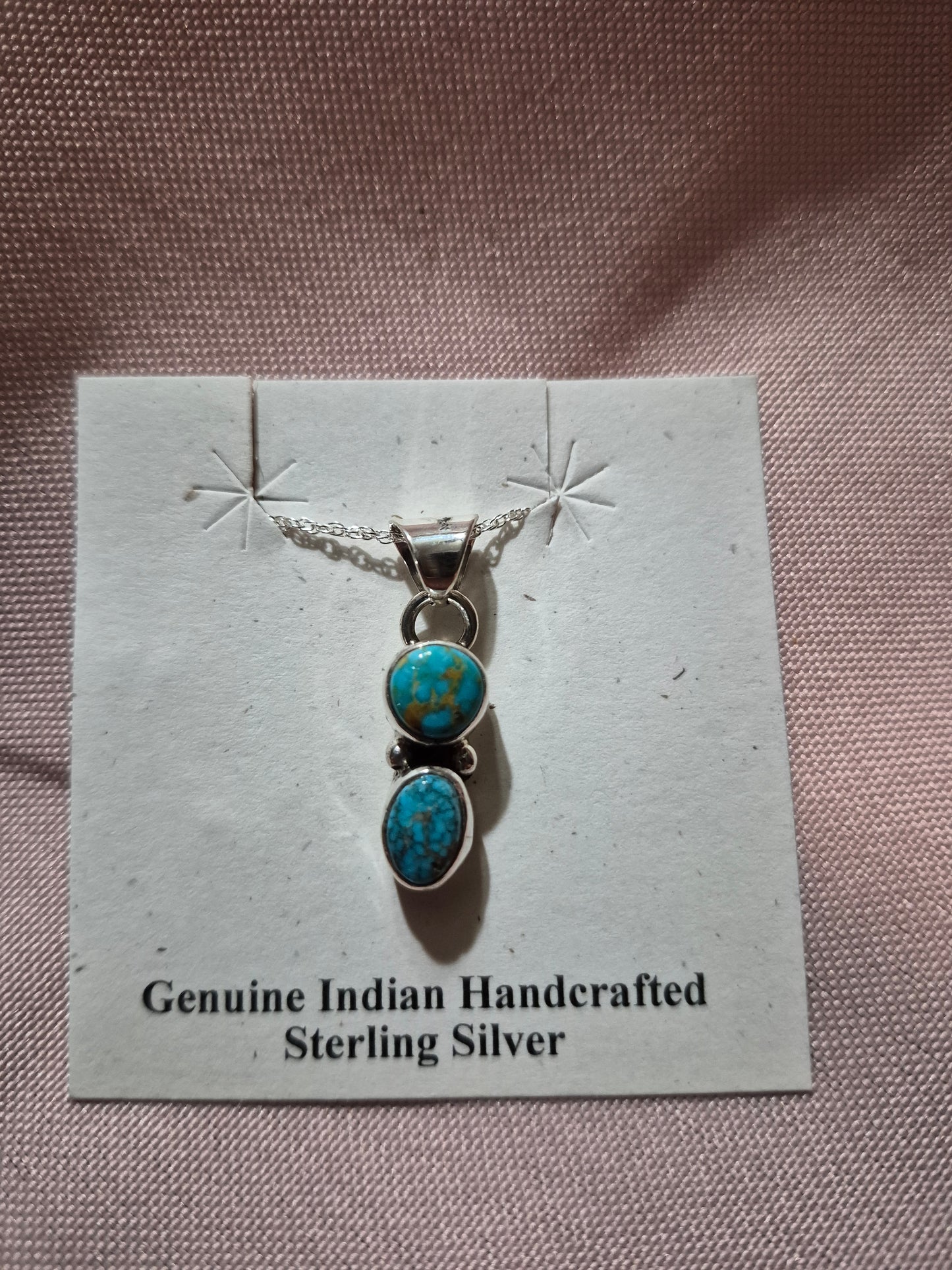 Double Stone Turquoise & Sterling Silver Necklace