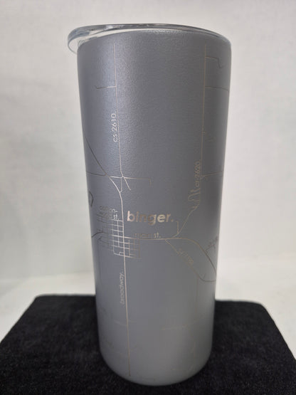 Anadarko / Binger / Gracemont Town Map - Travel Tumbler -16 oz