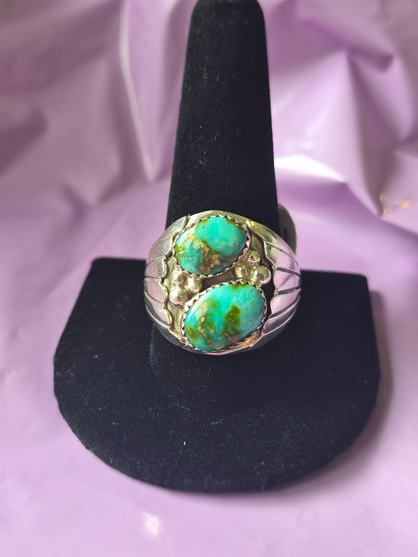 Men's Turquoise & Sterling Silver Ring 12