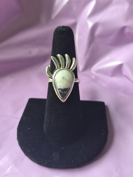 White Buffalo Turquoise Ring 7 1/2