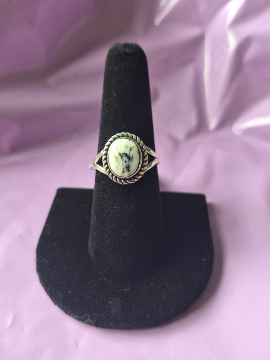 White Buffalo Turquoise Ring 8