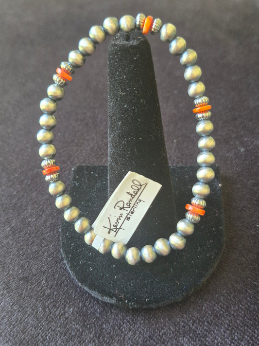 Navajo Pearl & Spiny Oyster Stretch Bracelet