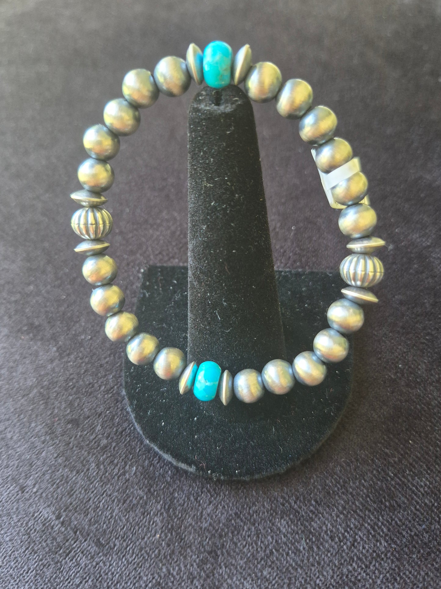 Navajo Pearl & Turquoise Stretch Bracelet
