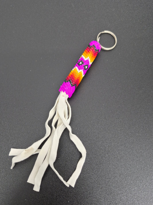 Pink beaded keychain