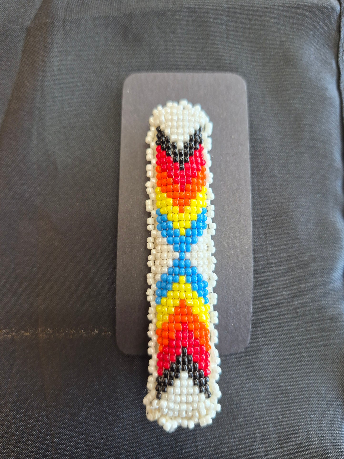 Beaded Barrette - Multicolor/white