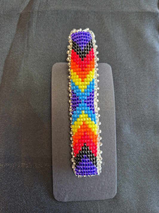 Beaded Barrette - Multicolor/silver
