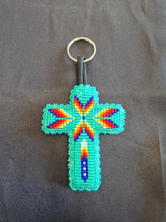 Beaded Cross Keychain