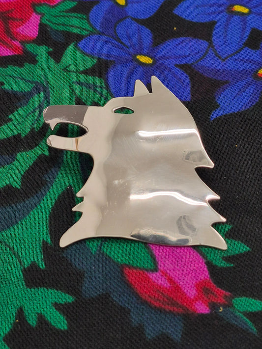 German Silver Wolf Scarf Slide