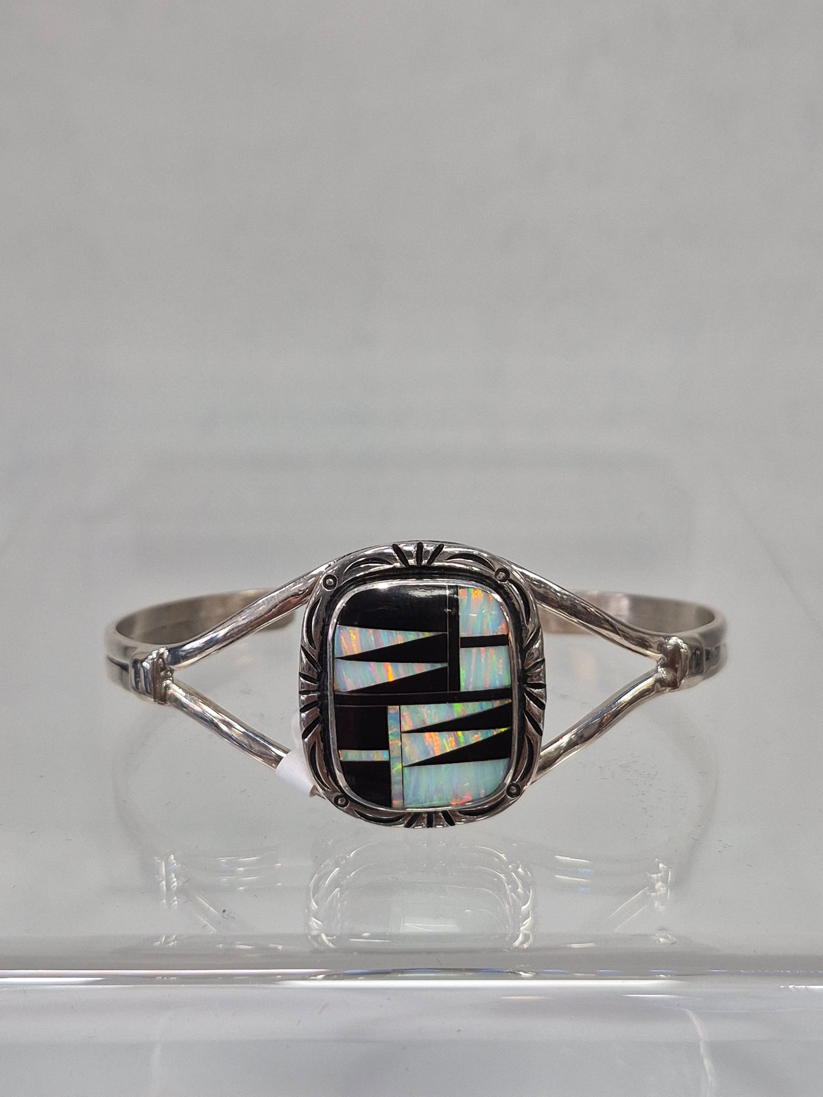 Onyx,Lab Opal & SS Inlay Bracelet