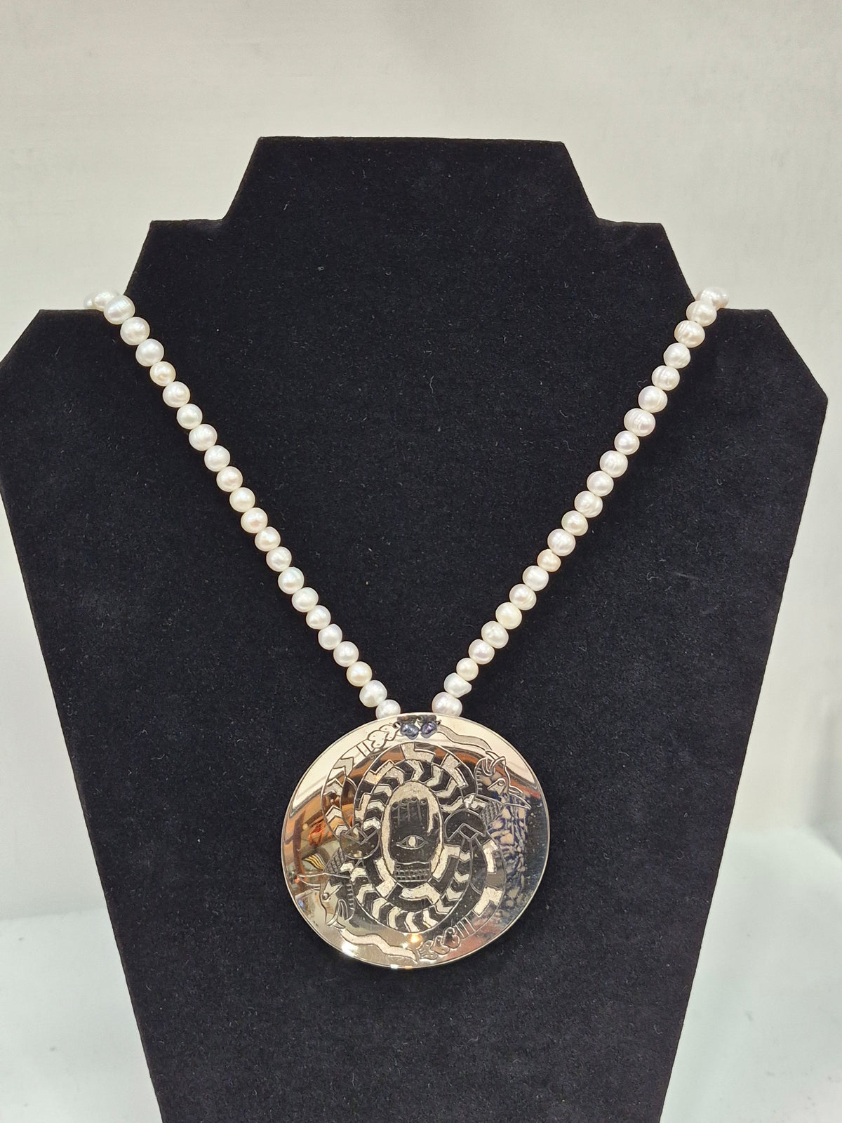 German Silver & Fresh Water Pearl necklace