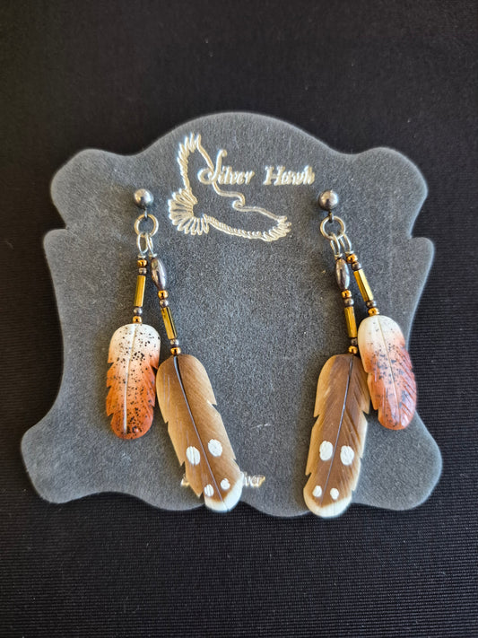 Carved bone Earrings-gyr falcon/ hawk