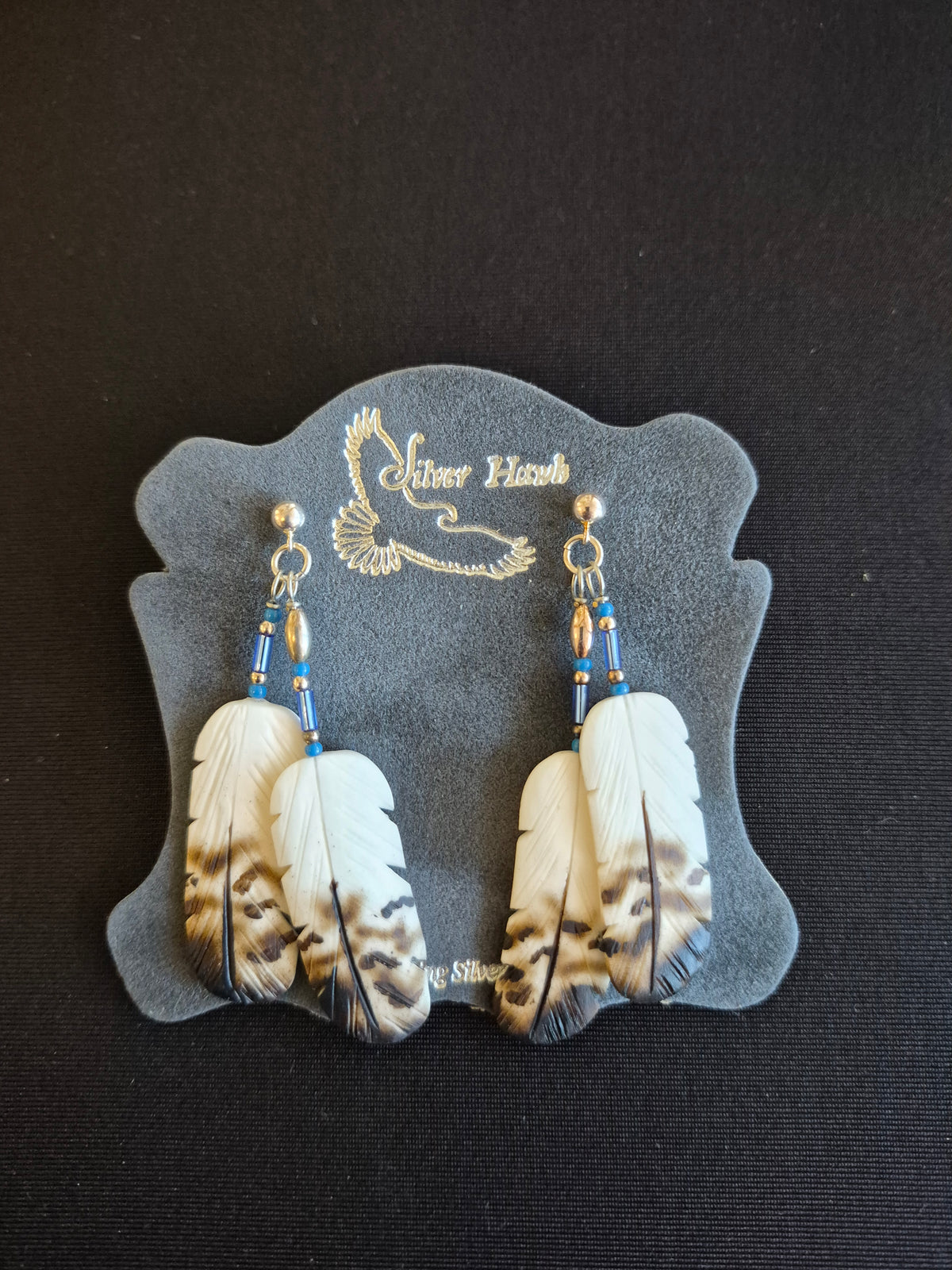 Carved bone Earrings-golden eagle