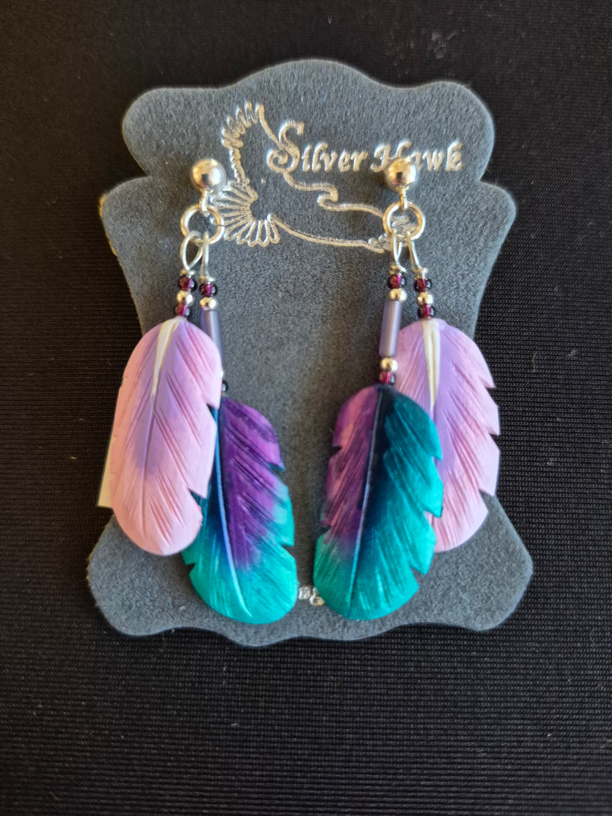 Carved Bone Earrings- Hummingbird