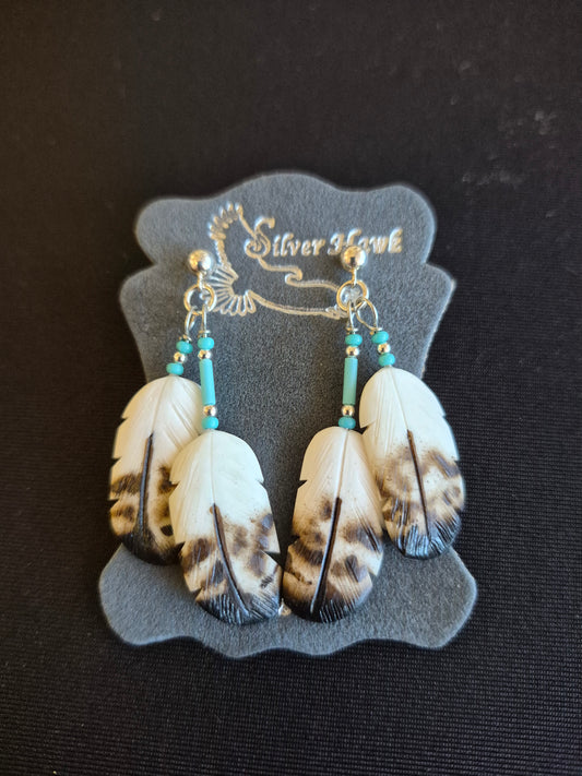 Carved Bone Earrings- golden eagle