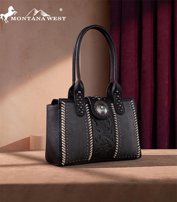 Montana West Tooled Concealed Carry Bag - Black
