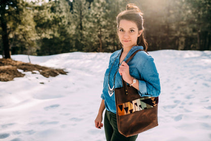 Wool Tote Tall, Handmade: Brown / Blue Harding