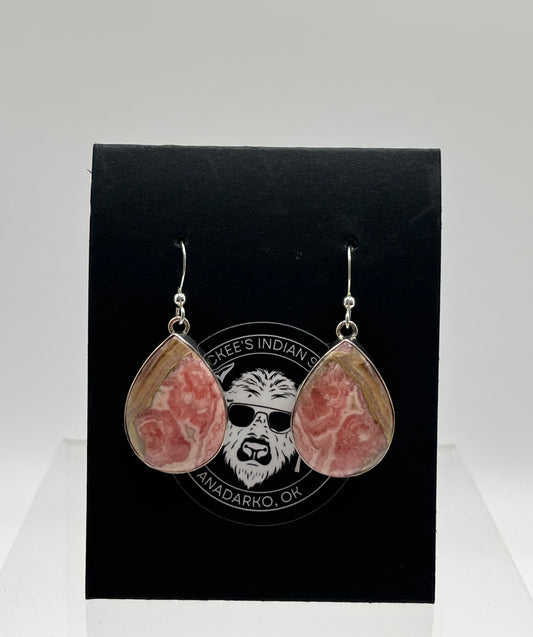 Rhodochrosite and Sterling Silver Earrings