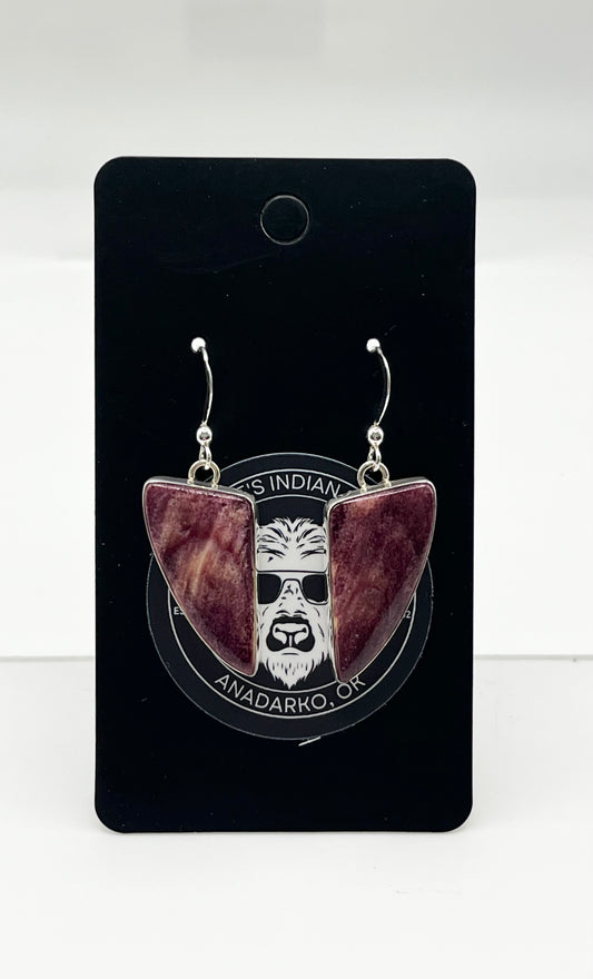 Purple Spiny Oyster and Sterling Silver Earrings
