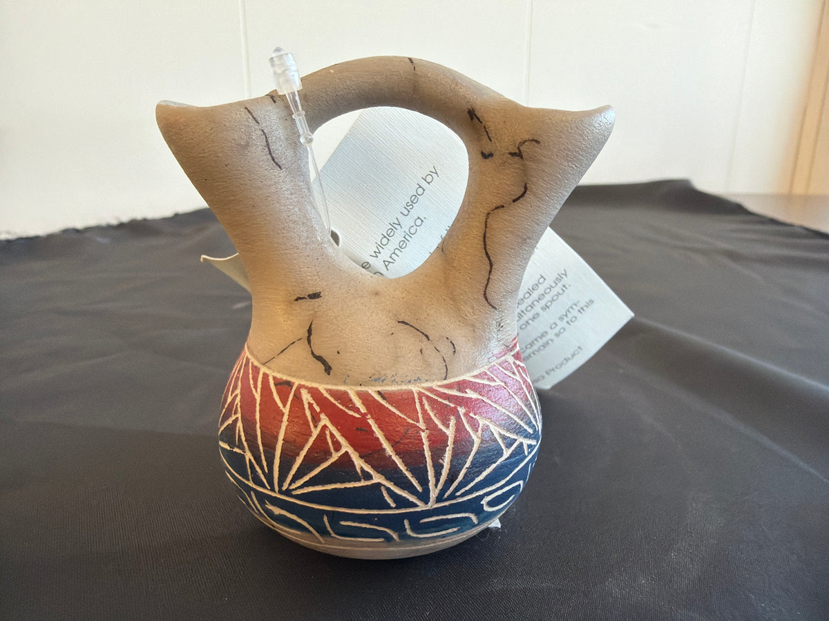 Horsehair Pottery - Wedding Vase (red/blue)