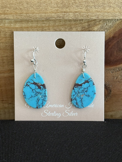 Turquoise & Sterling Silver Slab Dangle Earrings