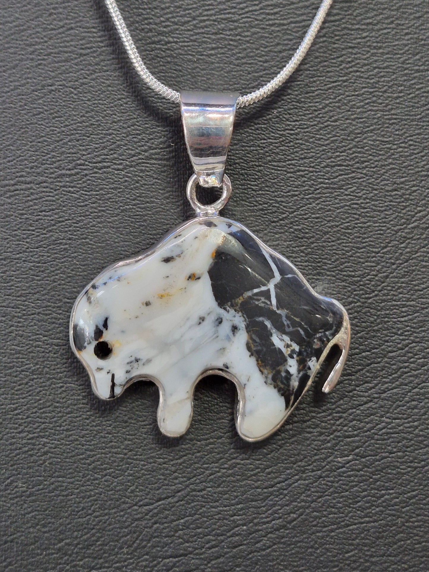 White Buffalo Turquoise Sterling Buffalo Necklace