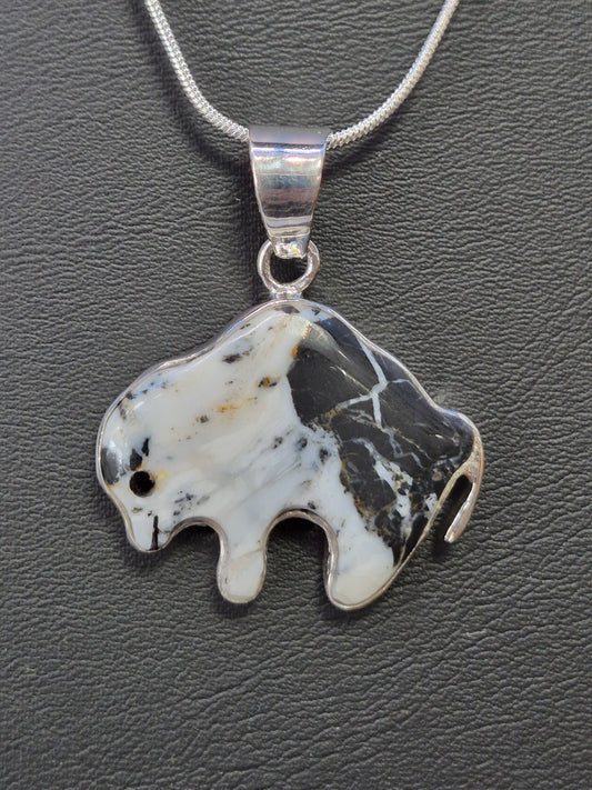 White Buffalo Turquoise Sterling Buffalo Necklace
