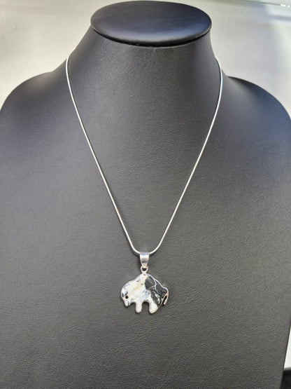 White Buffalo Turquoise Sterling Buffalo Necklace