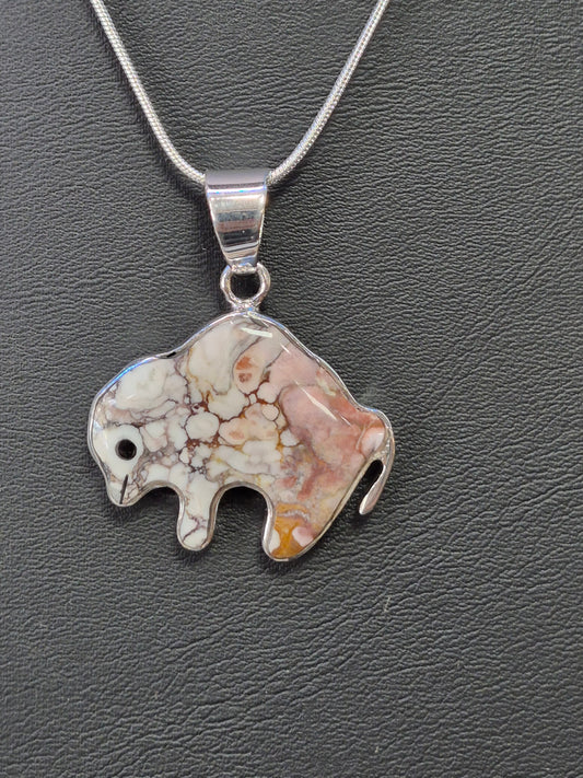 Wild Horse Turquoise & SS Buffalo Necklace