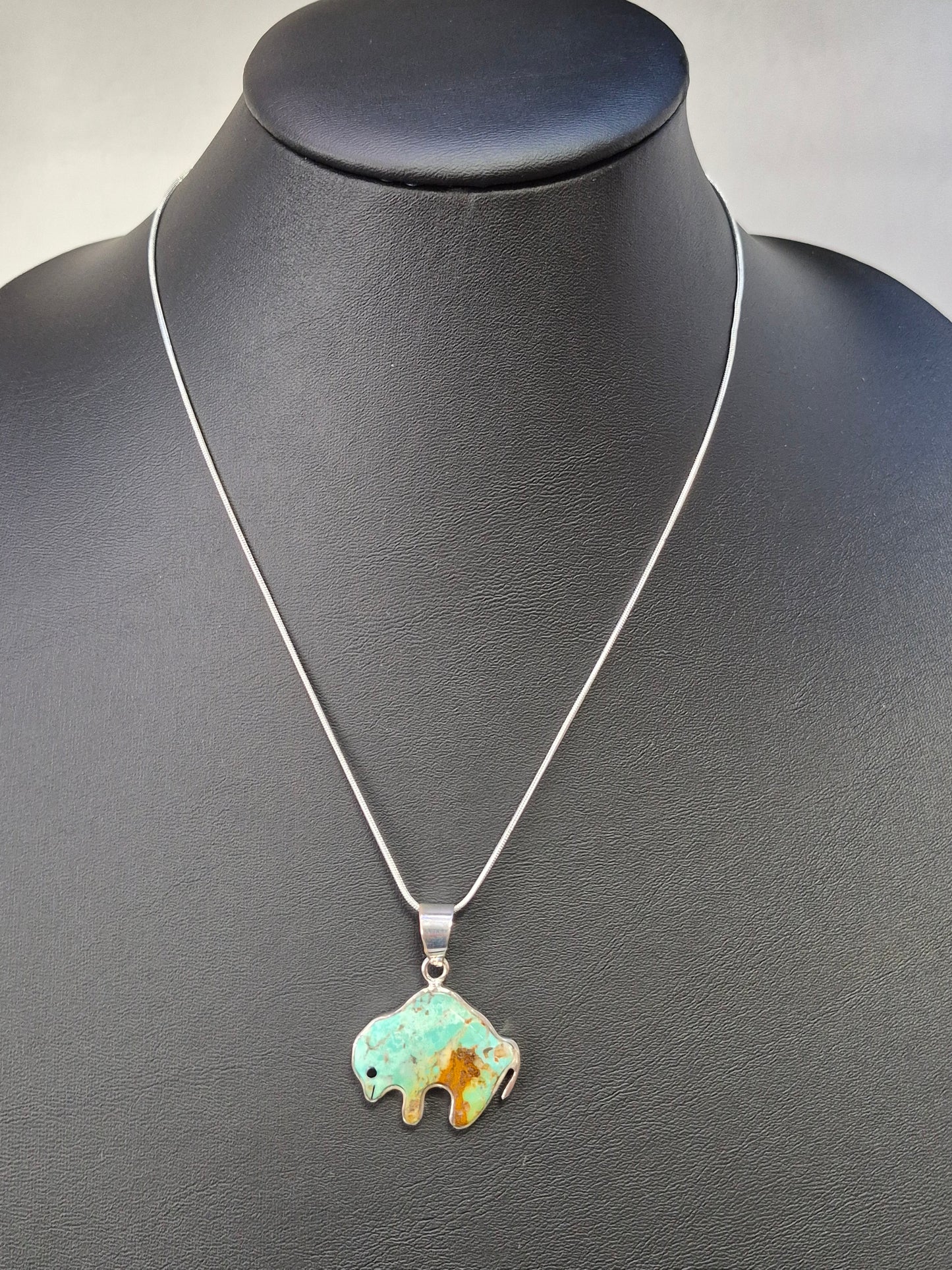 Turquoise & Sterling Silver Buffalo Necklace