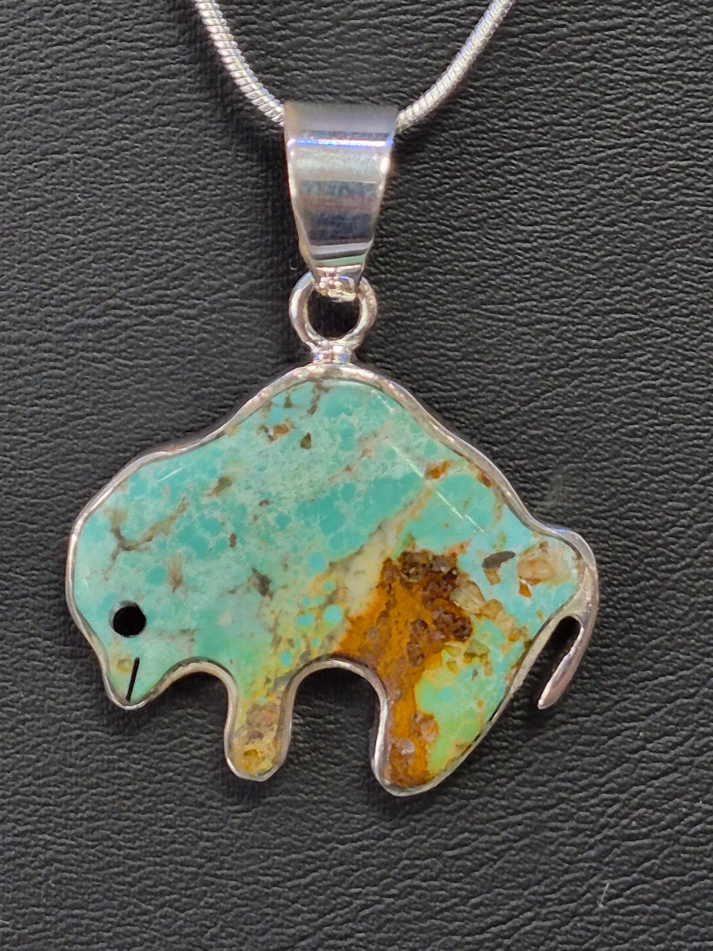 Turquoise & Sterling Silver Buffalo Necklace