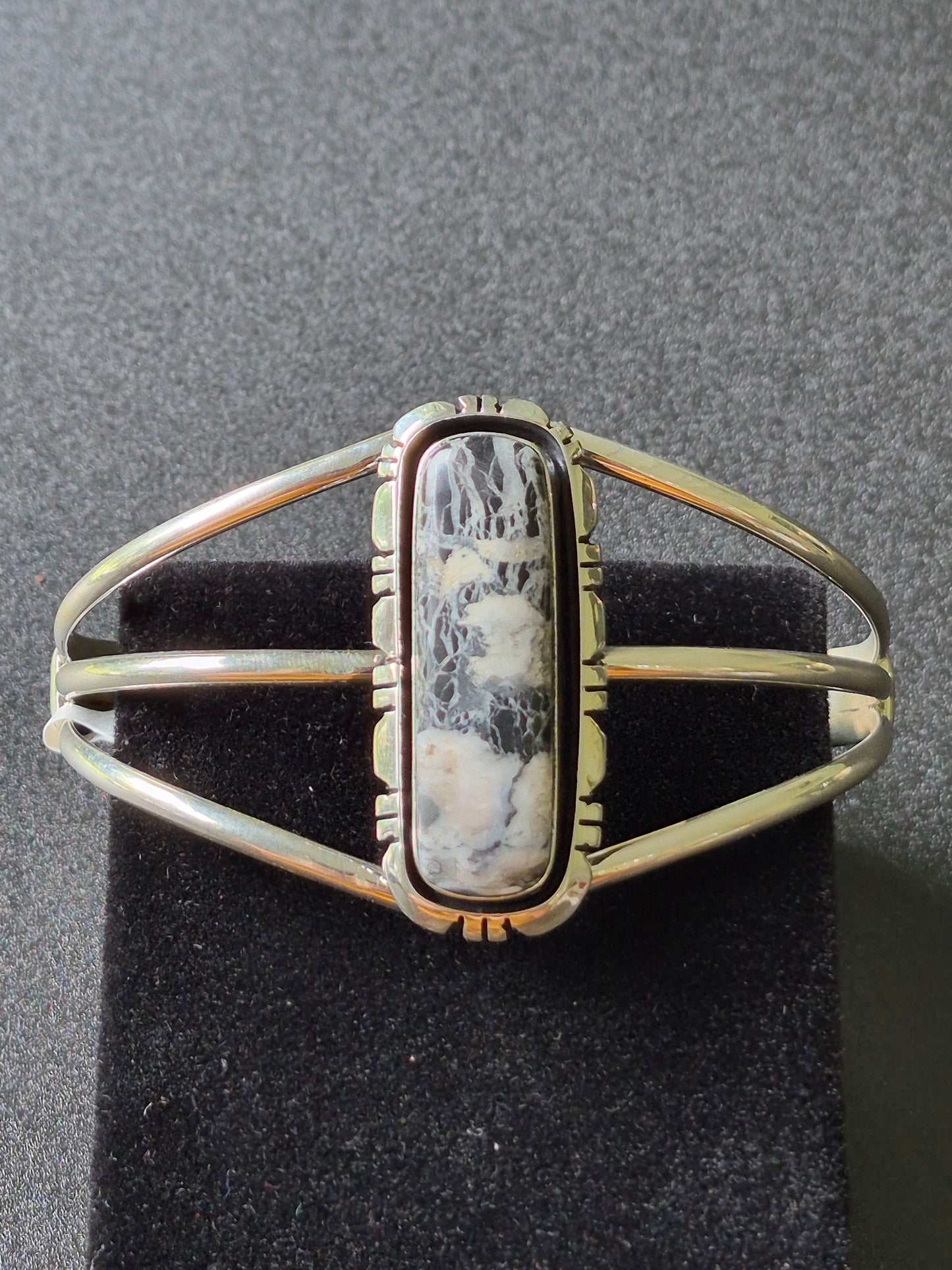 White Buffalo Turquoise & Sterling Silver Bracelet