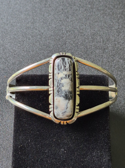 White Buffalo Turquoise & Sterling Silver Bracelet