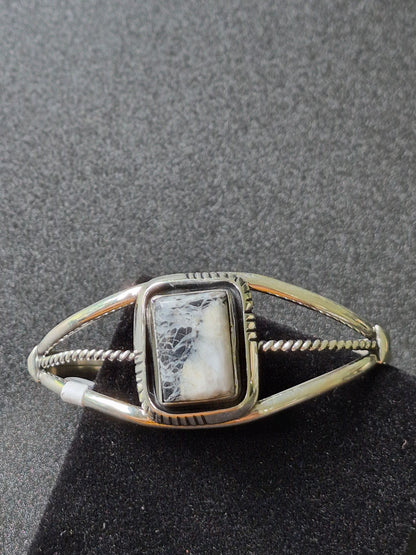 White Buffalo Turquoise & Sterling Silver Bracelet
