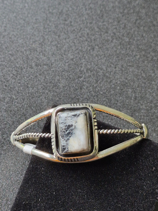 White Buffalo Turquoise & Sterling Silver Bracelet