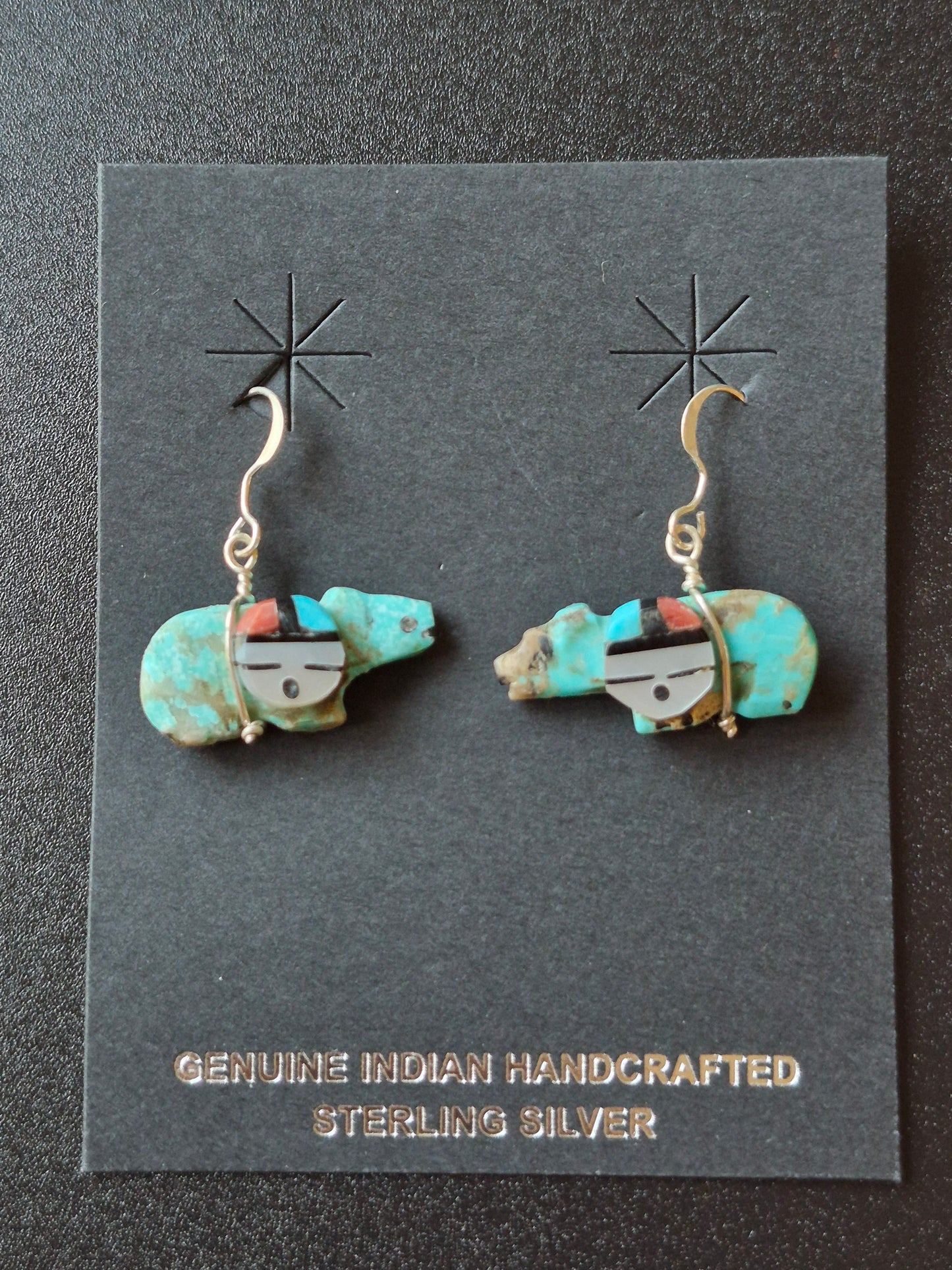 Turquoise Bear Fetish Earrings