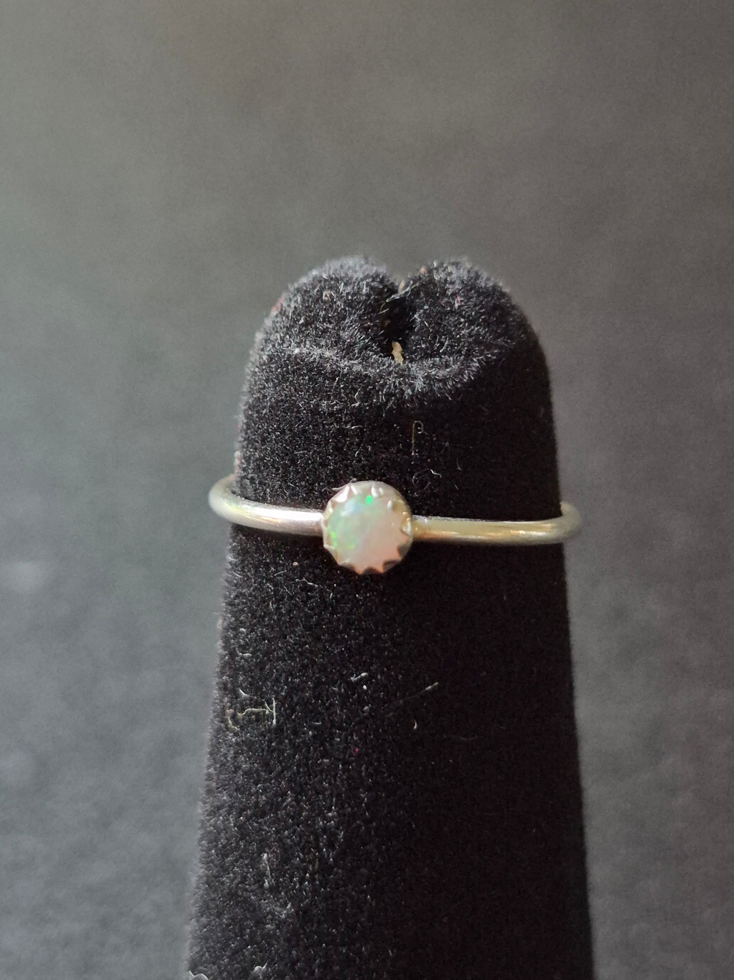 Lab Opal & Sterling Silver Baby Ring