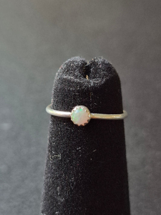 Lab Opal & Sterling Silver Baby Ring