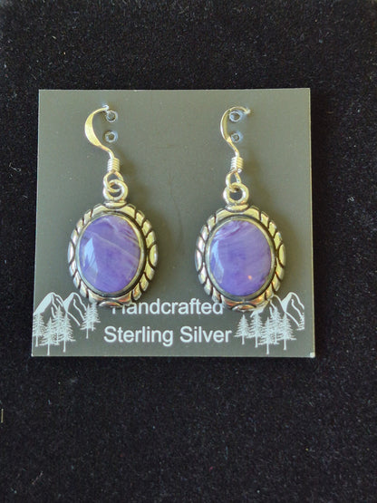 Charoite & Sterling Silver Earrings
