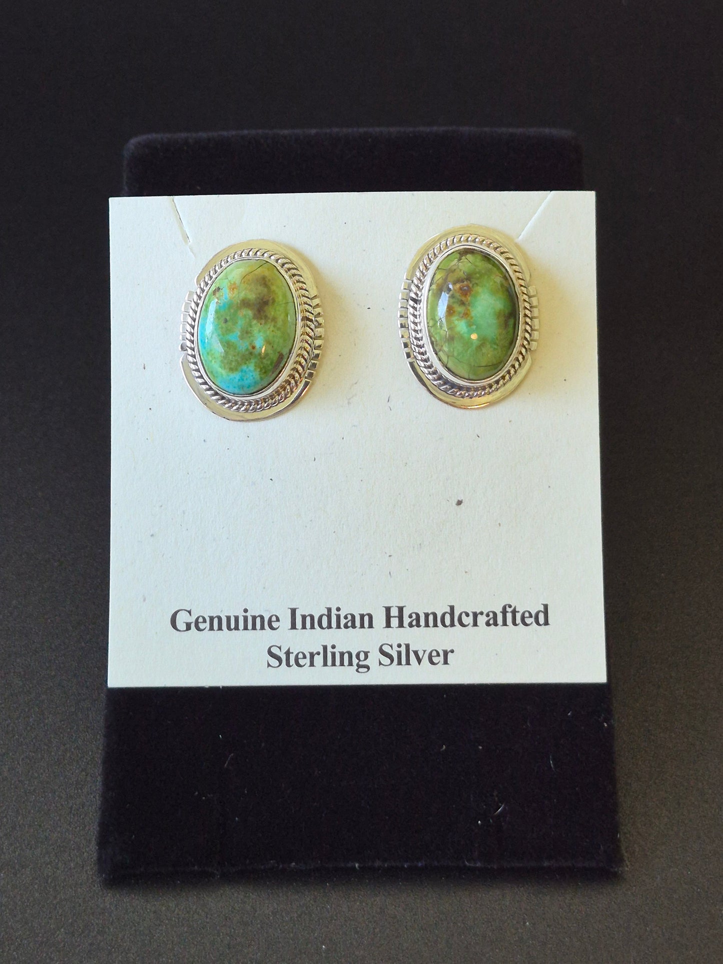 Large Turquoise and Sterling Silver Stud Earrings